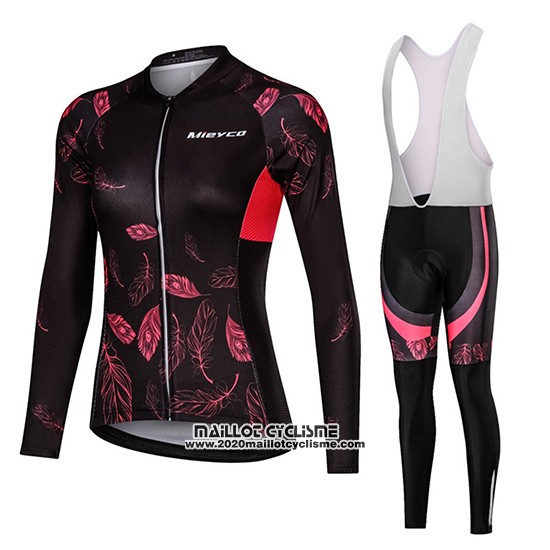2019 Maillot Ciclismo Femme Mieyco Noir Rouge Manches Longues et Cuissard