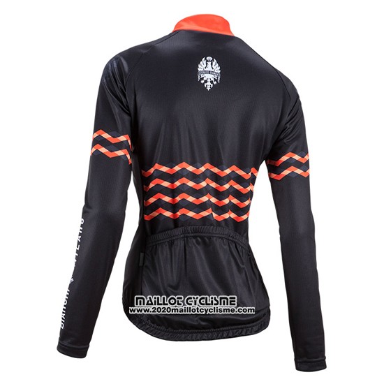 2016 Maillot Ciclismo Femme Bianchi Noir et Orange Manches Longues et Cuissard