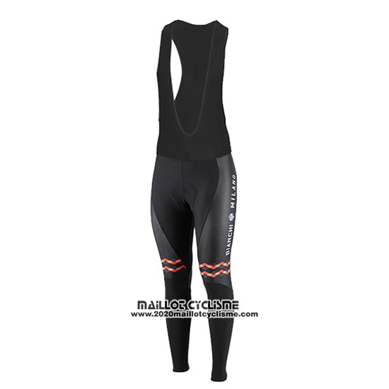 2016 Maillot Ciclismo Femme Bianchi Noir et Orange Manches Longues et Cuissard