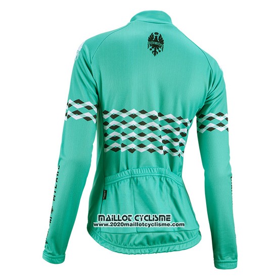 2016 Maillot Ciclismo Femme Bianchi Noir et Vert Manches Longues et Cuissard