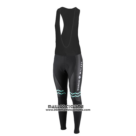 2016 Maillot Ciclismo Femme Bianchi Noir et Vert Manches Longues et Cuissard