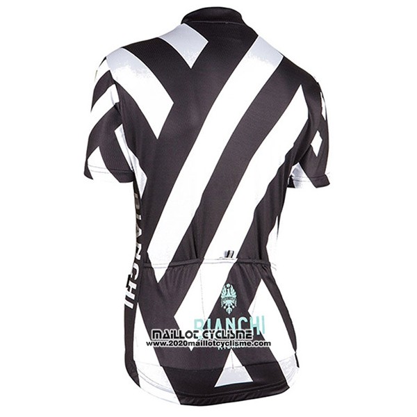 2017 Maillot Ciclismo Femme Bianchi Noir et Blanc Manches Courtes et Cuissard