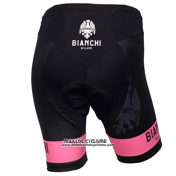 2017 Maillot Ciclismo Femme Bianchi Noir et Rose Manches Courtes et Cuissard
