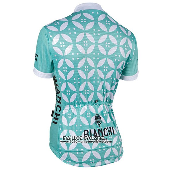 2017 Maillot Ciclismo Femme Bianchi Vert et Blanc Manches Courtes et Cuissard