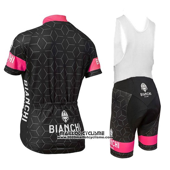 2018 Maillot Ciclismo Bianchi Nevola Noir et Rose Manches Courtes et Cuissard