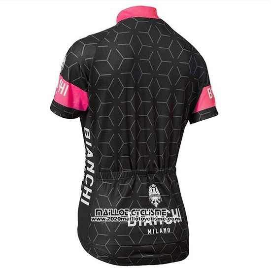 2018 Maillot Ciclismo Bianchi Nevola Noir et Rose Manches Courtes et Cuissard