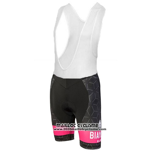 2018 Maillot Ciclismo Bianchi Nevola Noir et Rose Manches Courtes et Cuissard