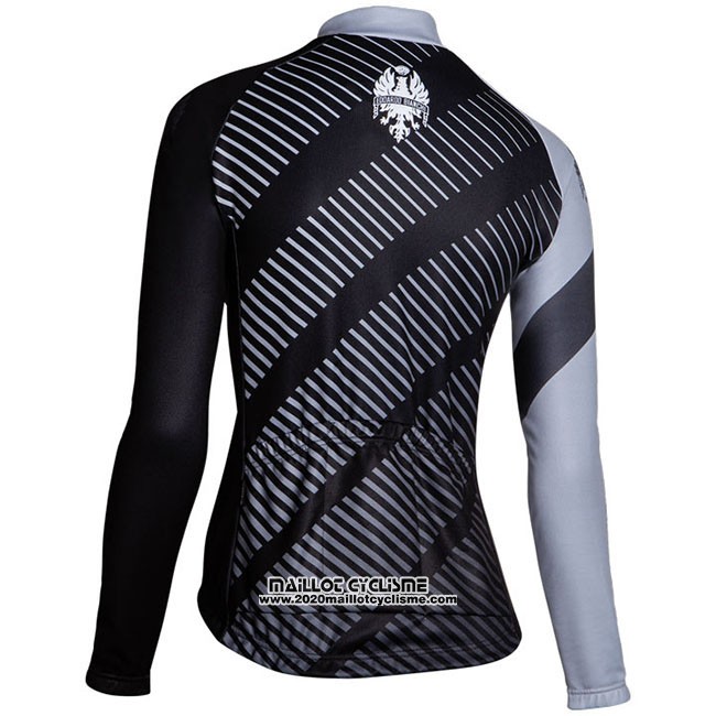 Maillot Ciclismo Femme Bianchi Milano Catria Noir Gris Manches Longues et Cuissard