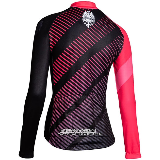 Maillot Ciclismo Femme Bianchi Milano Catria Noir Rose Manches Longues et Cuissard