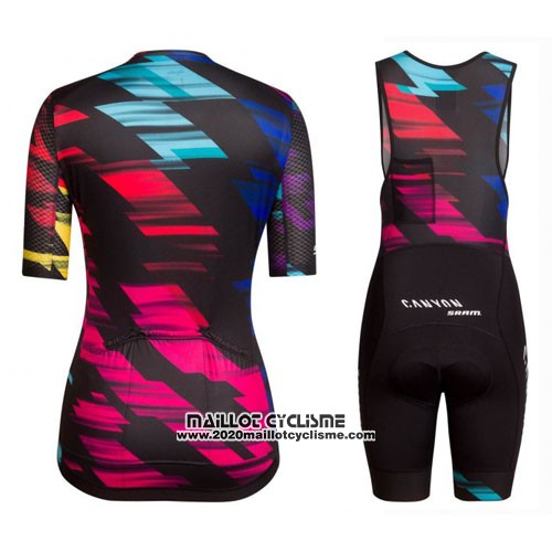 2016 Maillot Ciclismo Femme Canyon Noir et Rouge Manches Courtes et Cuissard