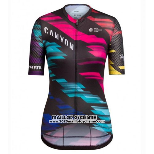 2016 Maillot Ciclismo Femme Canyon Noir et Rouge Manches Courtes et Cuissard