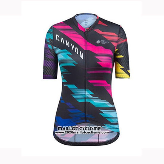 2019 Maillot Ciclismo Femme Canyon Sram Noir Rouge Manches Courtes et Cuissard