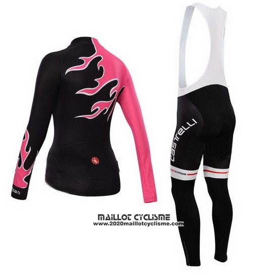 2014 Maillot Ciclismo Femme Castelli Rouge et Noir Manches Longues et Cuissard