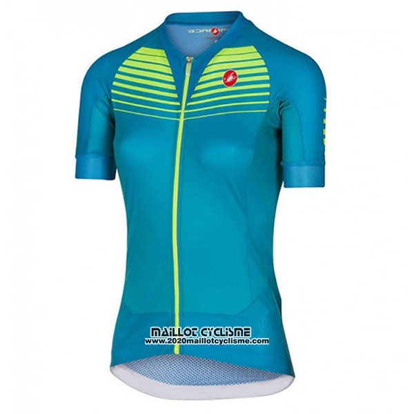 2017 Maillot Ciclismo Femme Castelli Aero Race Vert Manches Courtes et Cuissard