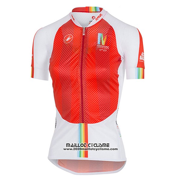 2017 Maillot Ciclismo Femme Castelli Maratona Rouge et Blanc Manches Courtes et Cuissard
