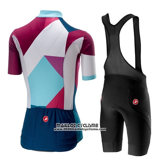 2019 Maillot Ciclismo Femme Castelli Ventata Rouge Vert Manches Courtes et Cuissard