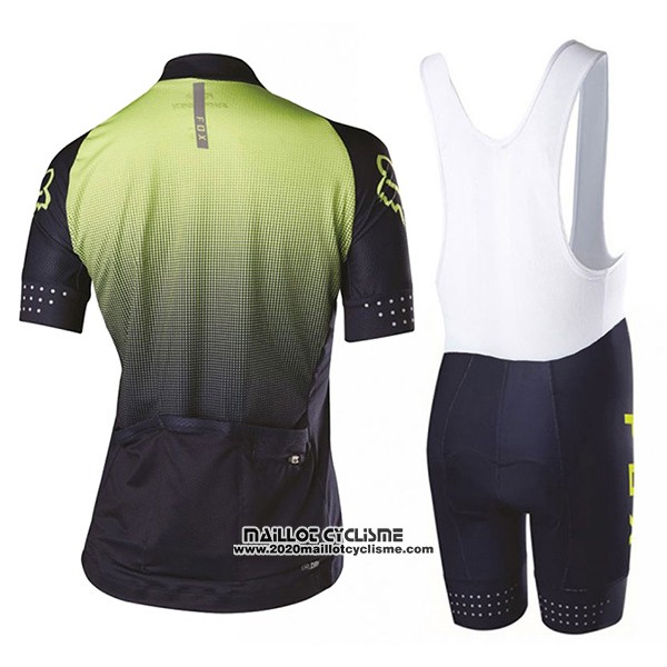 2017 Maillot Ciclismo Femme Fox Noir et Vert Manches Courtes et Cuissard