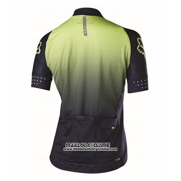 2017 Maillot Ciclismo Femme Fox Noir et Vert Manches Courtes et Cuissard