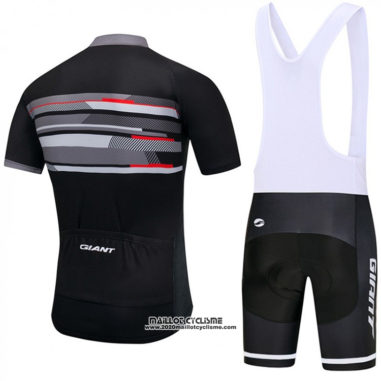 2018 Maillot Ciclismo Giant Noir et Gris Manches Courtes et Cuissard