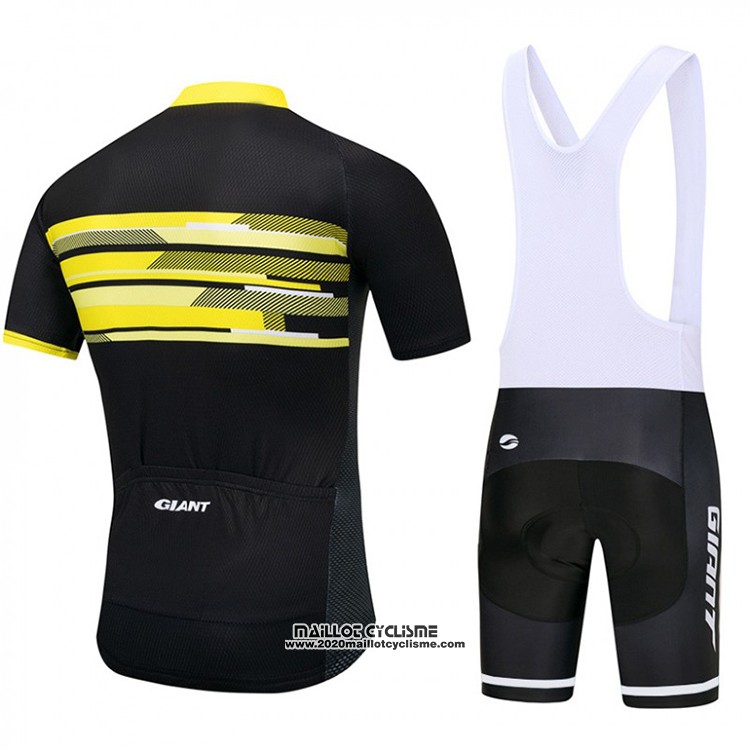 2018 Maillot Ciclismo Giant Noir et Jaune Manches Courtes et Cuissard