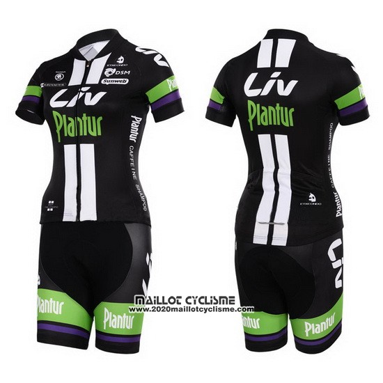 2015 Maillot Ciclismo Femme Liv Blanc et Noir Manches Courtes et Cuissard