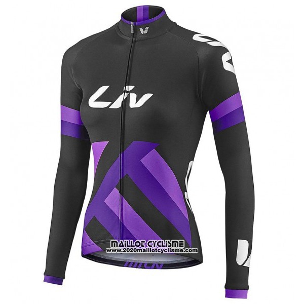 2017 Maillot Ciclismo Femme Liv Noir et Violet Manches Longues et Cuissard