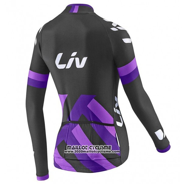 2017 Maillot Ciclismo Femme Liv Noir et Violet Manches Longues et Cuissard