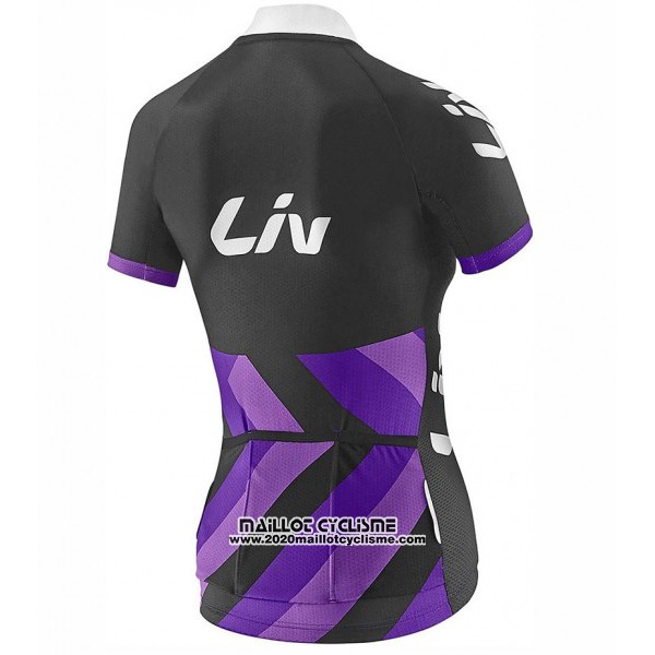 2017 Maillot Ciclismo Femme Liv Race Day Noir et Violet Manches Courtes et Cuissard