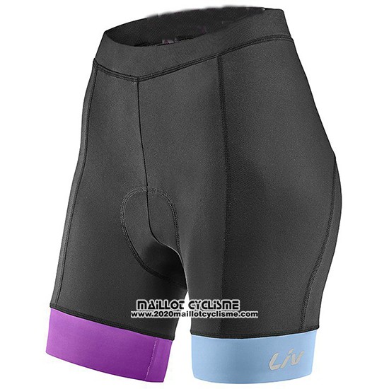 2019 Maillot Ciclismo Femme Liv Blanc Bleu Manches Courtes et Cuissard