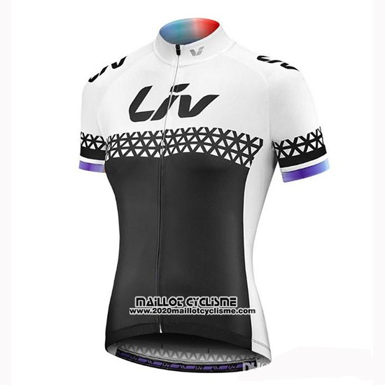 2019 Maillot Ciclismo Femme Liv Noir Blanc Manches Courtes et Cuissard