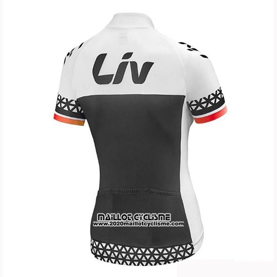 2019 Maillot Ciclismo Femme Liv Noir Blanc Manches Courtes et Cuissard
