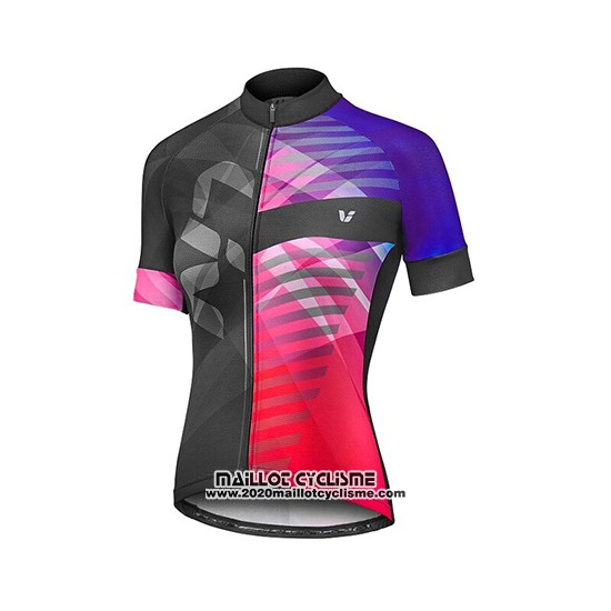 2019 Maillot Ciclismo Femme Liv Violet Rouge Noir Manches Courtes et Cuissard