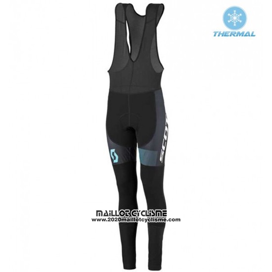 2016 Maillot Ciclismo Femme Scott Bleu et Noir Manches Longues et Cuissard