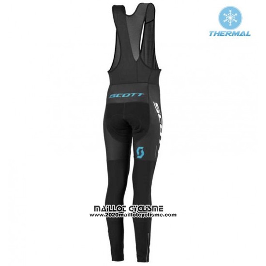2016 Maillot Ciclismo Femme Scott Bleu et Noir Manches Longues et Cuissard