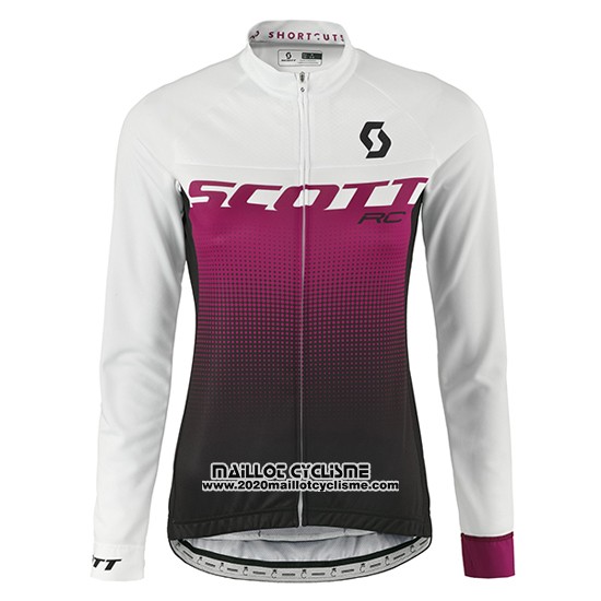 2016 Maillot Ciclismo Femme Scott Rouge et Blanc Manches Longues et Cuissard