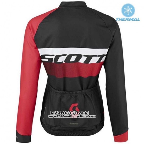 2016 Maillot Ciclismo Femme Scott Rouge et Noir Manches Longues et Cuissard
