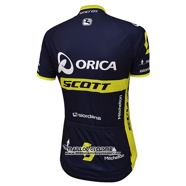 2017 Maillot Ciclismo Femme Scott Noir et Jaune Manches Courtes et Cuissard