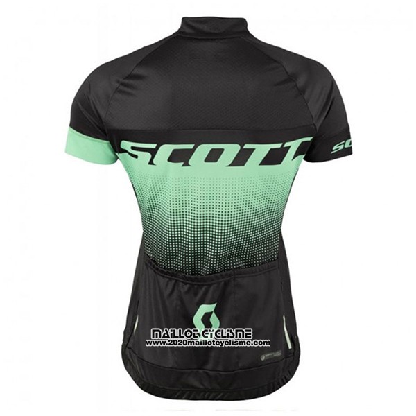 2017 Maillot Ciclismo Femme Scott Noir et Vert Manches Courtes et Cuissard