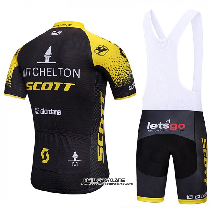 2018 Maillot Ciclismo Scott Jaune et Noir Manches Courtes et Cuissard