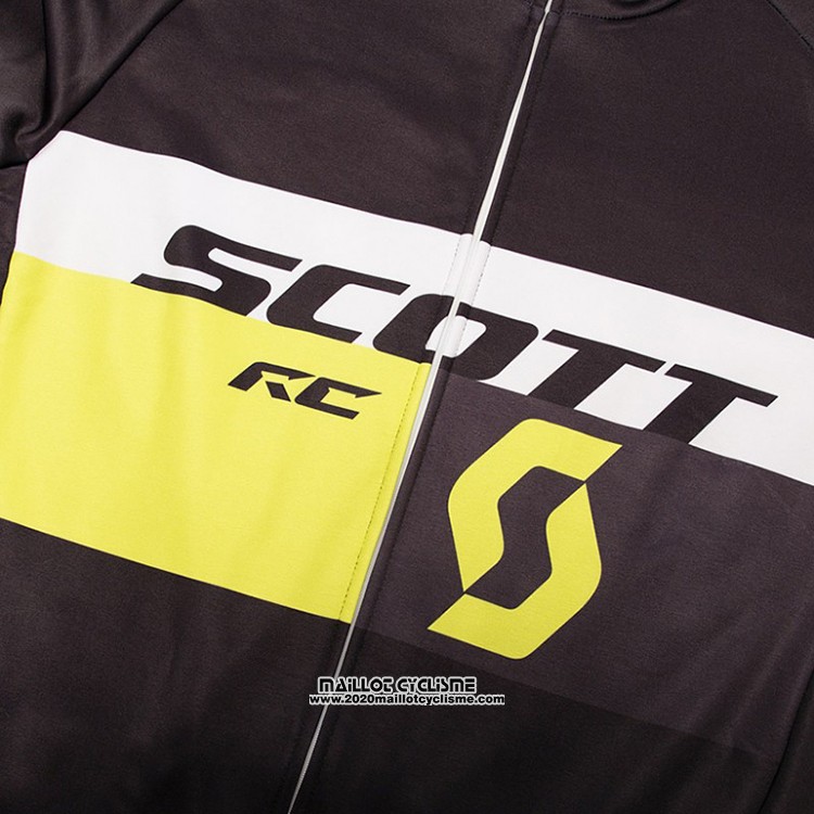 2018 Maillot Ciclismo Scott Noir et Blanc Manches Longues et Cuissard