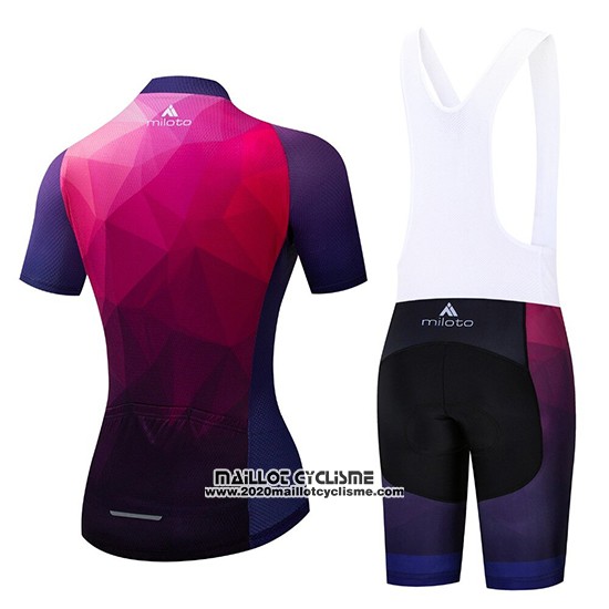 2019 Maillot Ciclismo Femme Miloto Violet Rose Manches Courtes et Cuissard