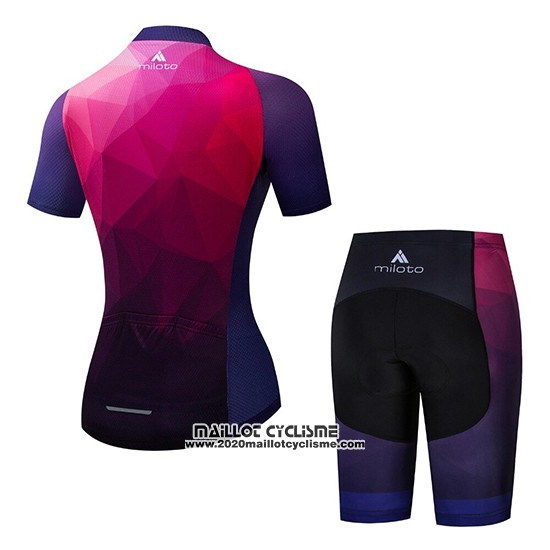 2019 Maillot Ciclismo Femme Miloto Violet Rose Manches Courtes et Cuissard