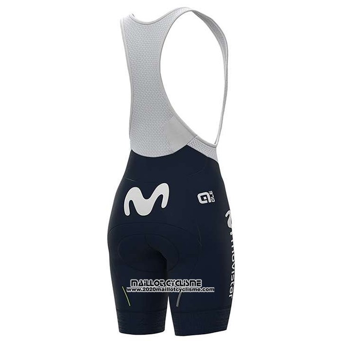 2020 Maillot Ciclismo Femme Movistar Blanc Bleu Manches Courtes et Cuissard