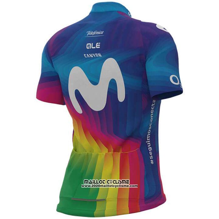 2020 Maillot Ciclismo Femme Movistar Multicolore Manches Courtes et Cuissard