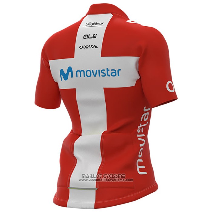 2021 Maillot Cyclisme Femme Movistar Champion Danemark Manches Courtes et Cuissard