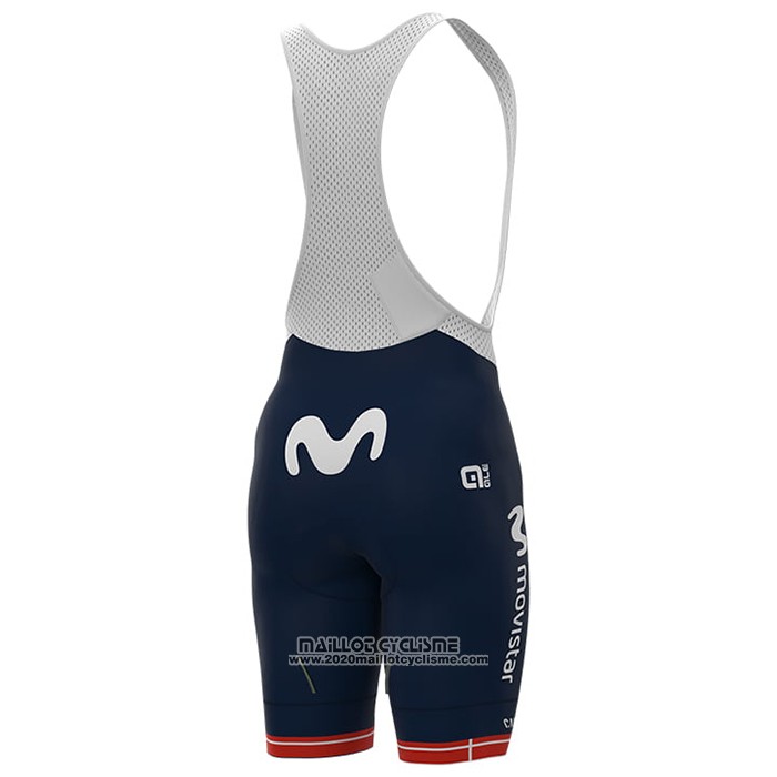 2021 Maillot Cyclisme Femme Movistar Champion Danemark Manches Courtes et Cuissard