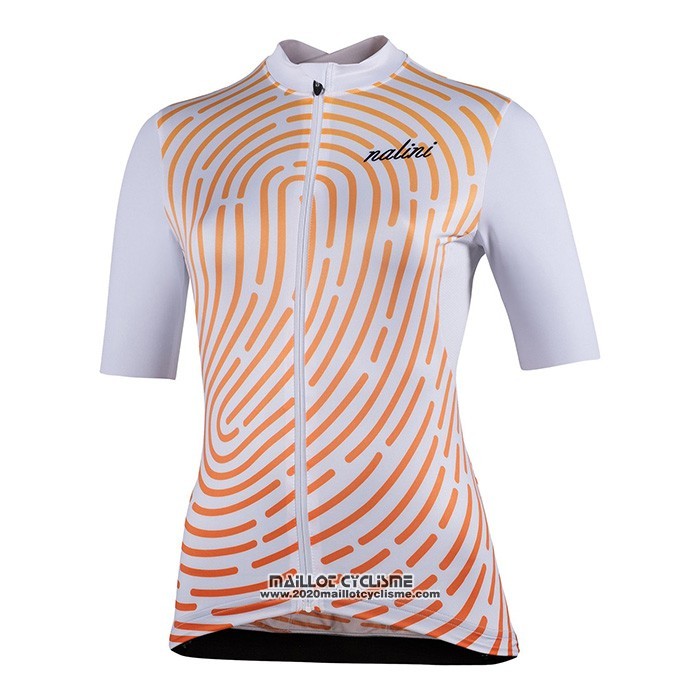 1920 Maillot Cyclisme Femme Nalini Blanc Orange Manches Courtes et Cuissard