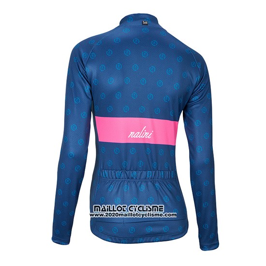 2016 Maillot Ciclismo Femme Nalini Rose et Bleu Manches Longues et Cuissard