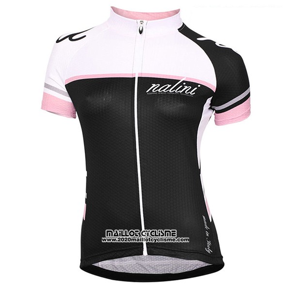 2017 Maillot Ciclismo Femme Nalini Blanc et Noir Manches Courtes et Cuissard