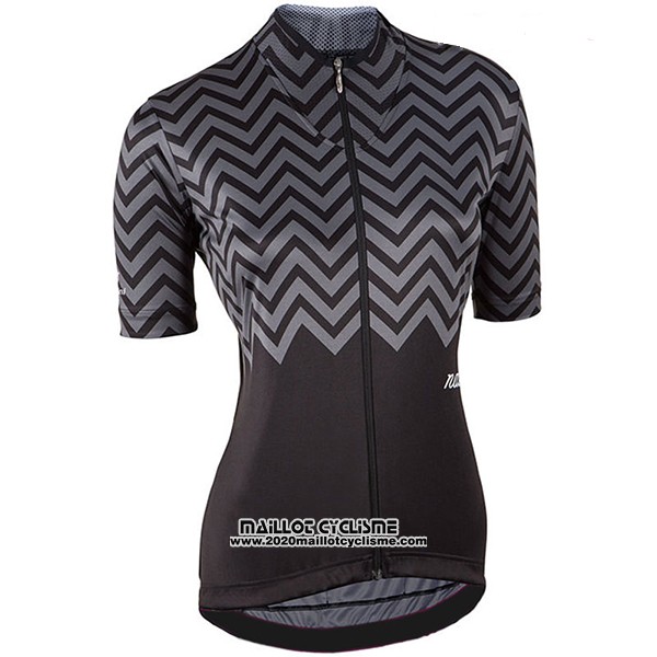 2017 Maillot Ciclismo Femme Nalini Gris et Noir Manches Courtes et Cuissard